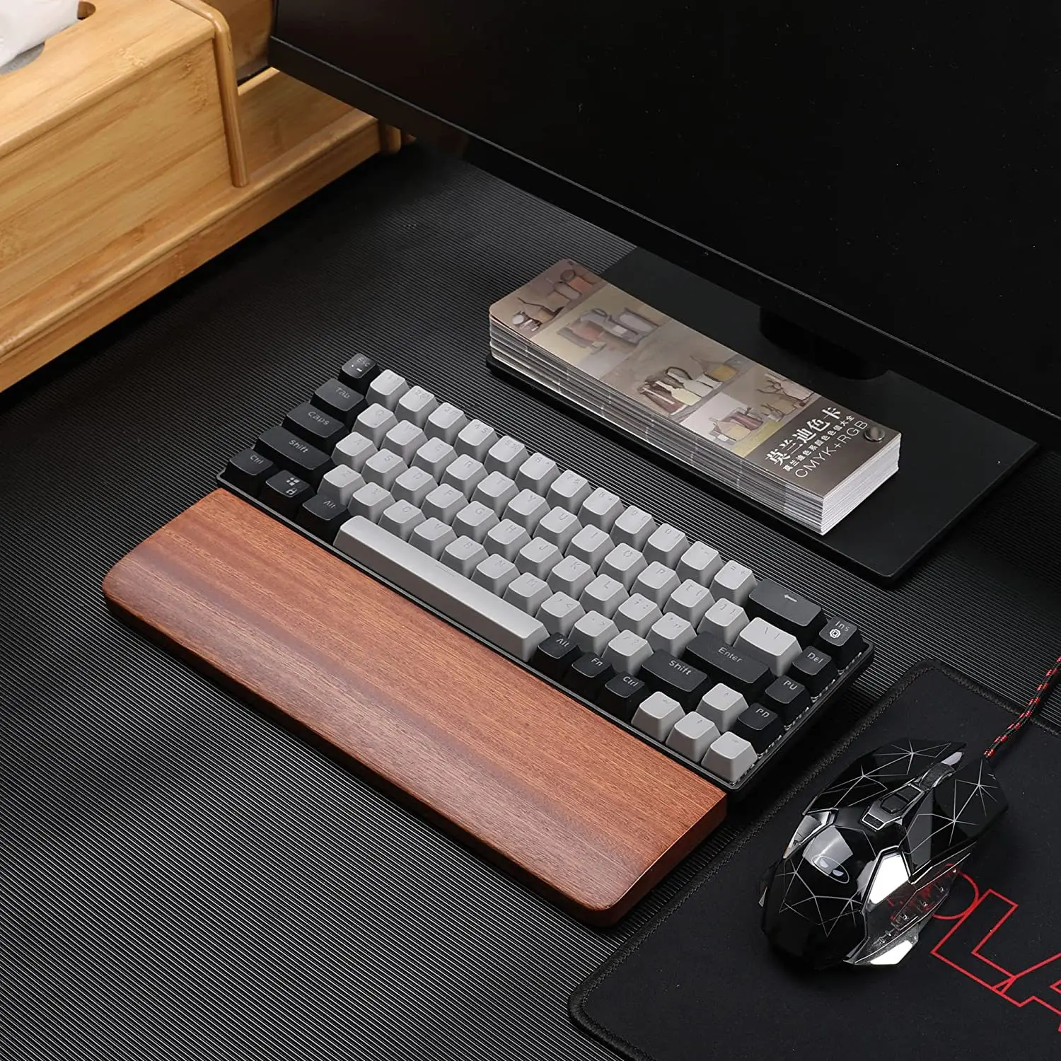 Solid Black Walnut Wood Keyboard Hand Rest High-End Mechanical Keyboard Wrist Pad Mouse Rest Wooden Box Wall Sign Crafted