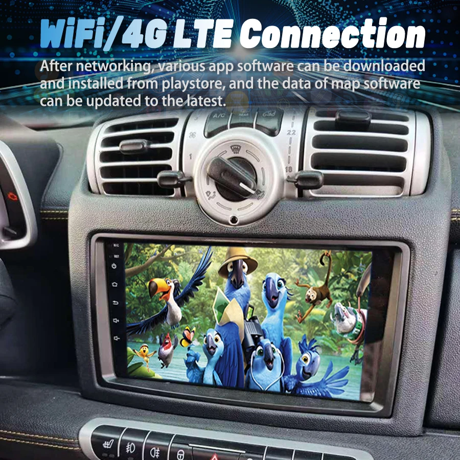 128GB Android 14 AI Voice CarPlay Автомагнитола стерео для Benz Smart Fortwo W451 2006-2009 GPS Navi мультимедийный видеоплеер Авто HU