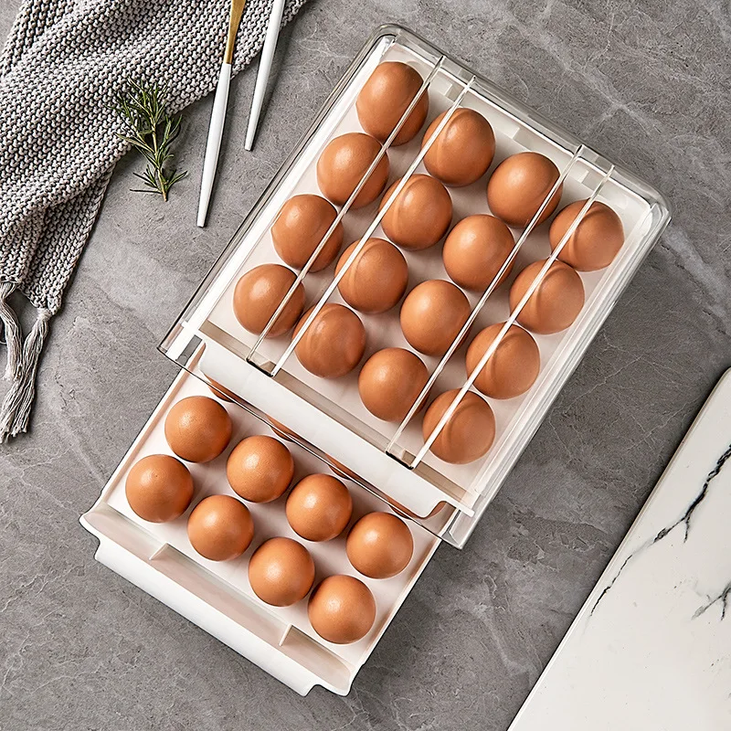 Multi layer egg storage box refrigerator plastic egg rack holder container drawer trays organizer box