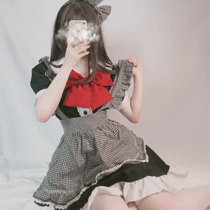 Black And White Plaid Maid Dress Lolita Lovely Lolita Cafe Waiter
