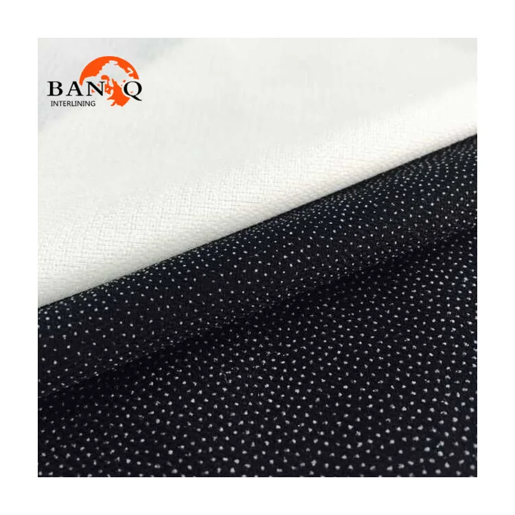 Высокое качество, оптовая продажа, PA полиэстер, двойной точечный прокладочный плавкий тканый прокладочный материал, материалы для пошива одежды