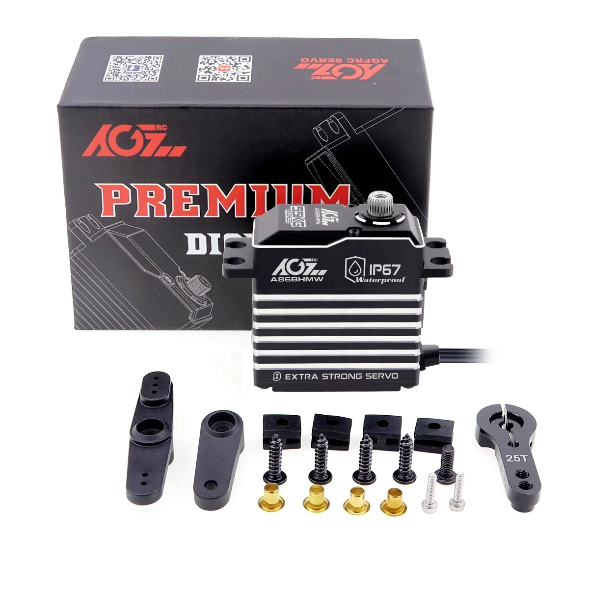 AGFRC A86BHMW Large Size 55kg 0.110sec Fast Respond Waterproof Digital Brushless High Torque Servo Motor For 1/10 RC Car