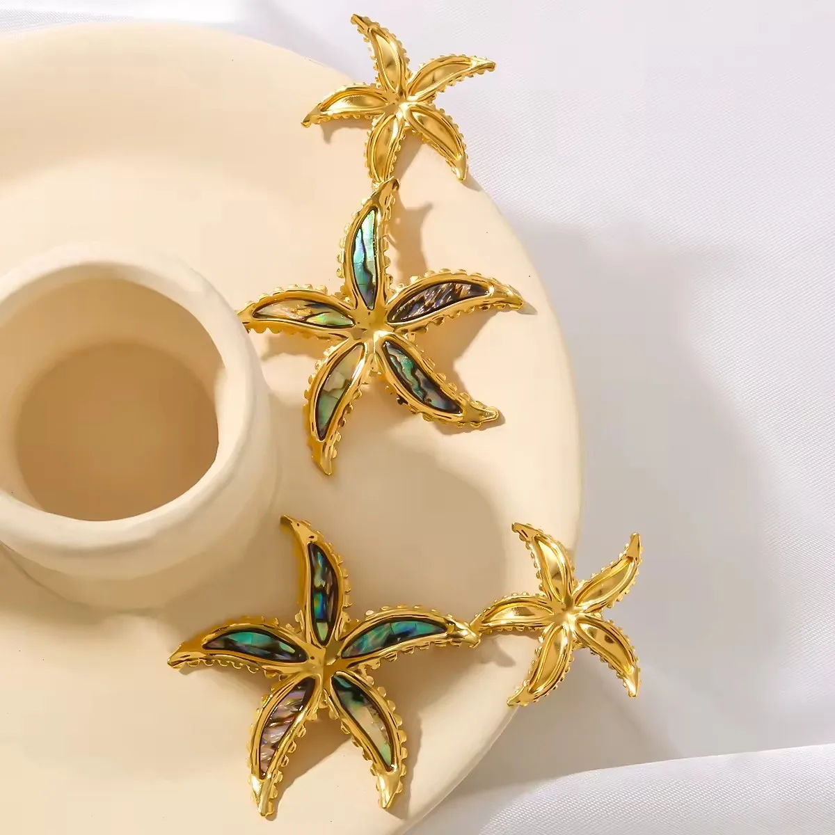Starfish Turtle Inlaid Shell Pendant Earrings High Quality Stainless Steel Jewelry Non Tarnish Jewellery
