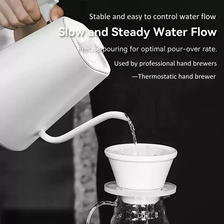 Kingze Custom Logo Luxury Tea Kettle Coffee Thermos 1000ml Pour Over Coffee Maker Smart Electric Goose Neck Coffee Kettle