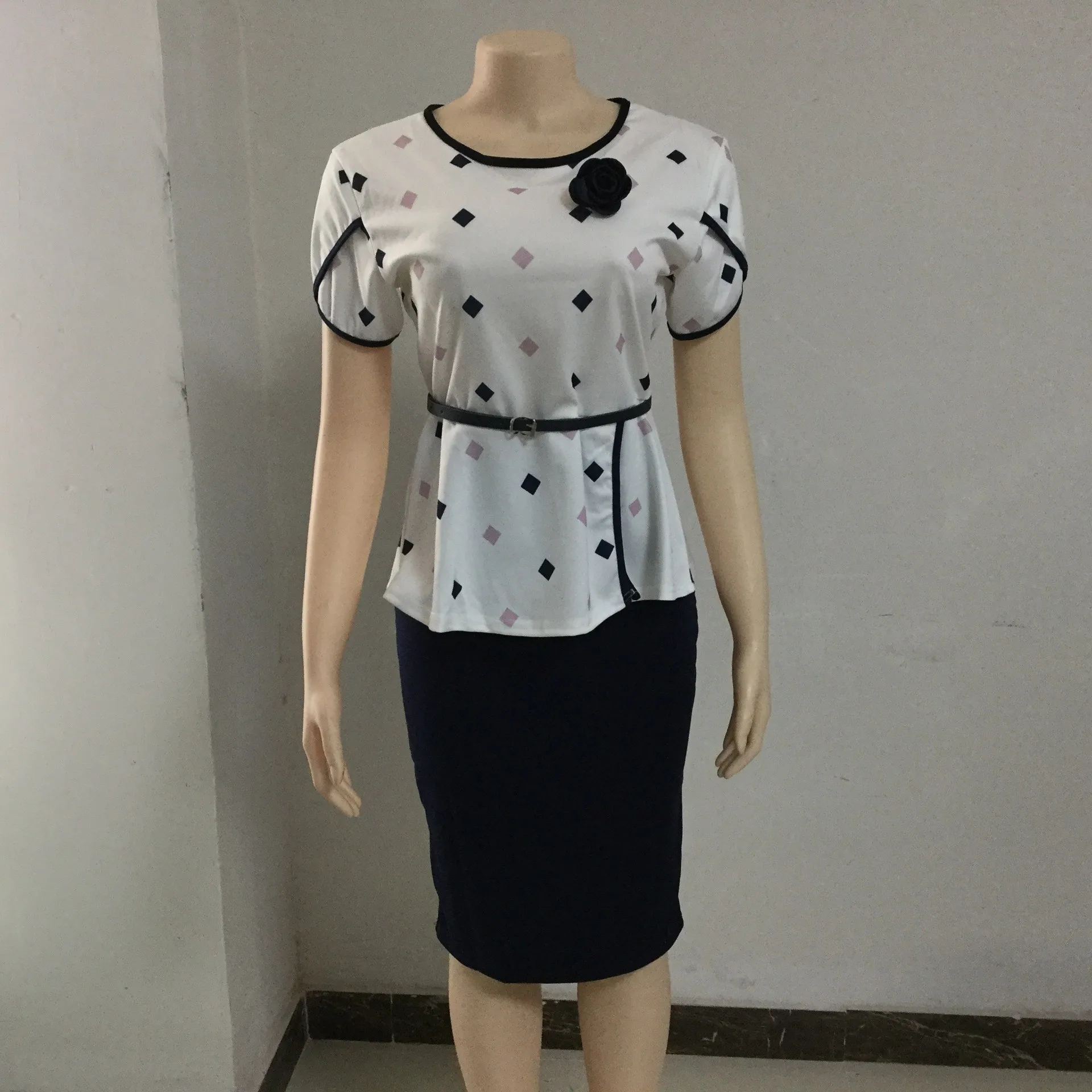 Wholesale Turkey Women Office Dress Africa Clothes Plus Size Print Pencil Skirt 2 piece Skirt suit