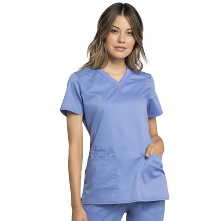 Customized Teal Blue Ceil Blue Workwear Female Medical Scrub Suits For Hospital Staff And Beauty Spa Uniform