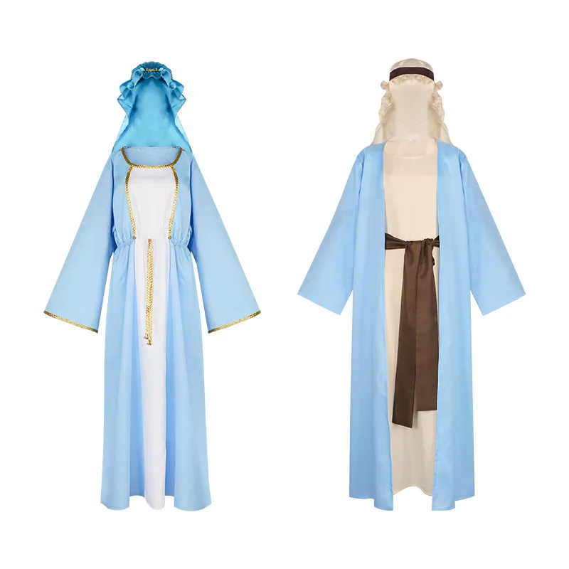 Halloween Men Joseph Costume National Biblical Nativity Arabic Shepherd Costume Adult Brown Shepherd Robe