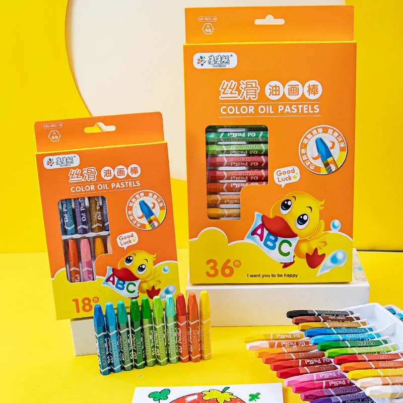 Paintyou Cute Cartoon Hexagonal Shape Oil Pastel Crayons 12 Shades Non Toxic Oil Pastel Set for Kids Pass EN-71 Stationery Set