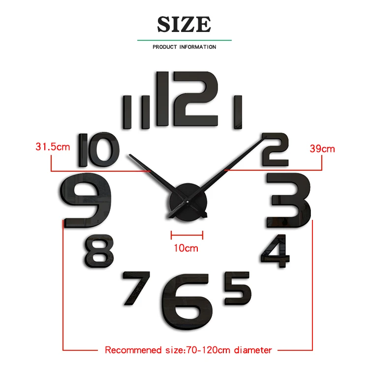 Novelty Home Watch Wall 3D Large Size Wall Clocks Acrylic Diy Digital Duvar Saati