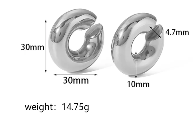 Stainless Steel Thick Cylindrical Tube Hollow Ear Clip Earrings 18K Gold Non-Fading Earrings Wholesale