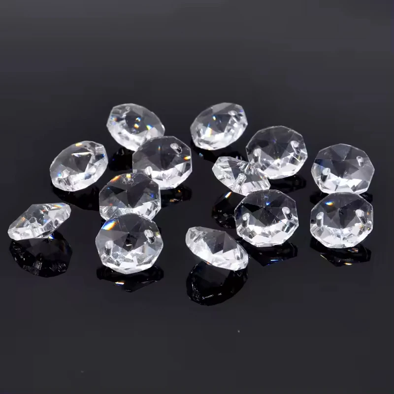 14 mm Octagonal Transparent Glass Beads Chandeliers Pendant Lights Crystal Chandelier Pendant Parts Decorative Lighting