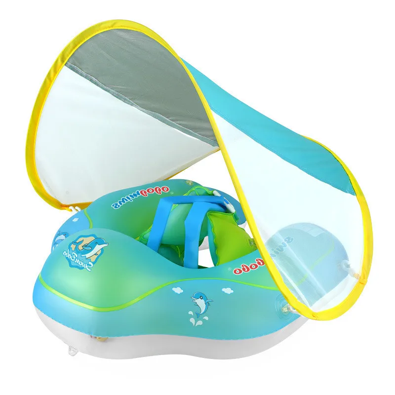 Inflatable Baby Swimming Float Kids Swimming Waist Trainer Swim Ring Floating With Canopy