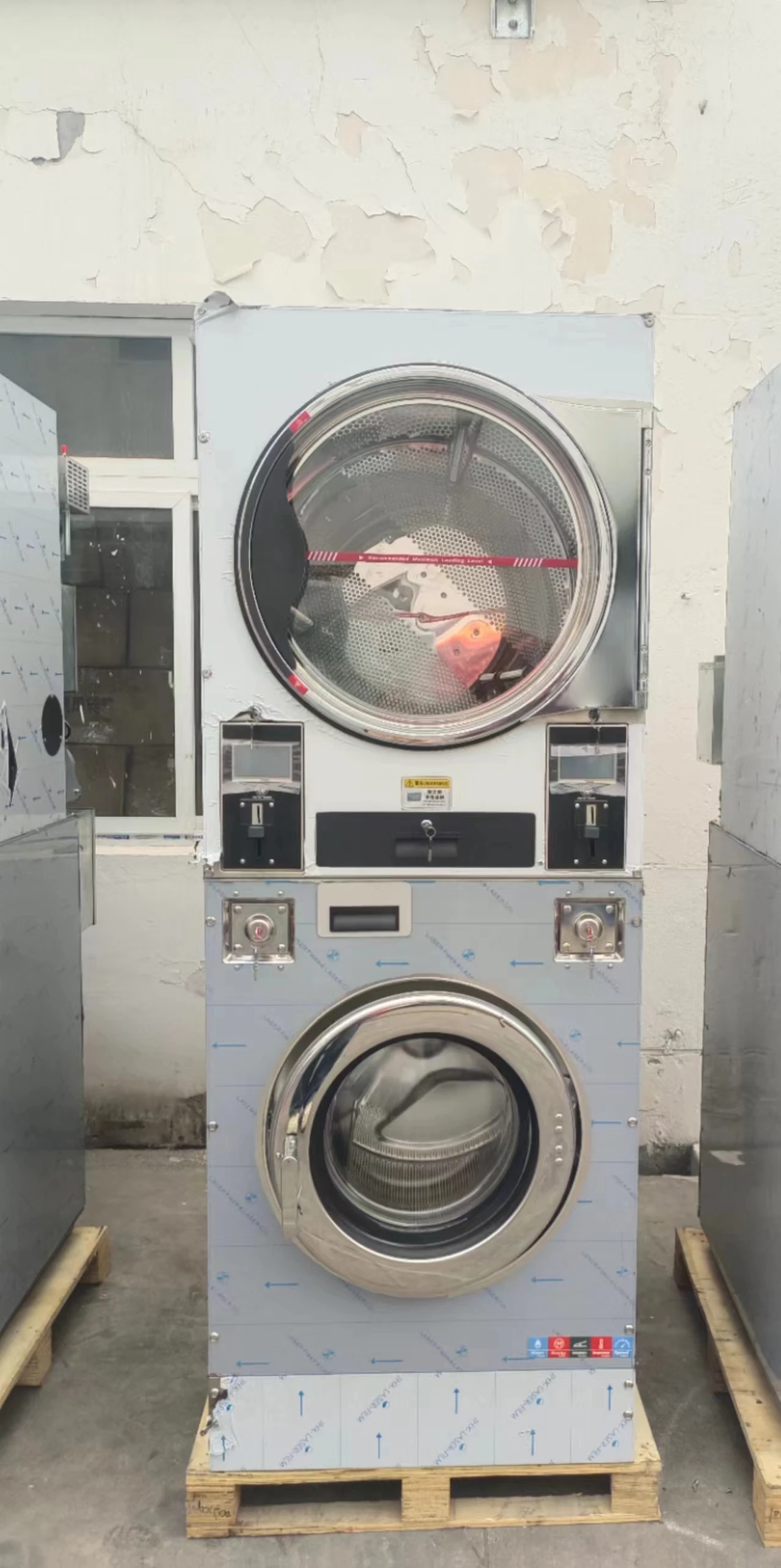 Good Quality 5.0 Inch Intelligent Touch Screen Commercial Laundry Equipment Laundry Machine Stack Washer Dryer