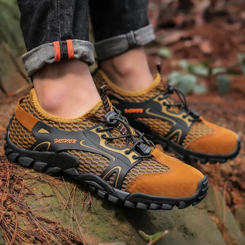 big size 50# Breathable Suede Mesh Outdoor Men Sports Shoes Men Sneakers Climbing Shoes Men comfortable popular Hiking Shoes