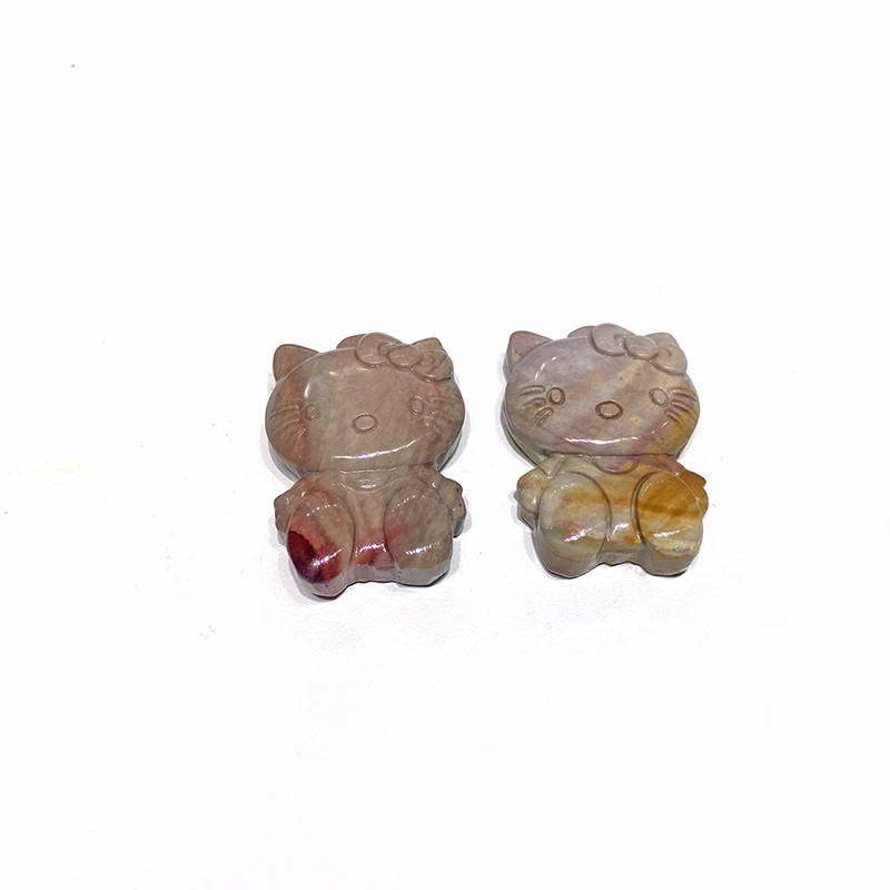 Оптовая продажа скульптура hello kitty из натурального хрусталя высокое качество Alxa agate резьба для подарка