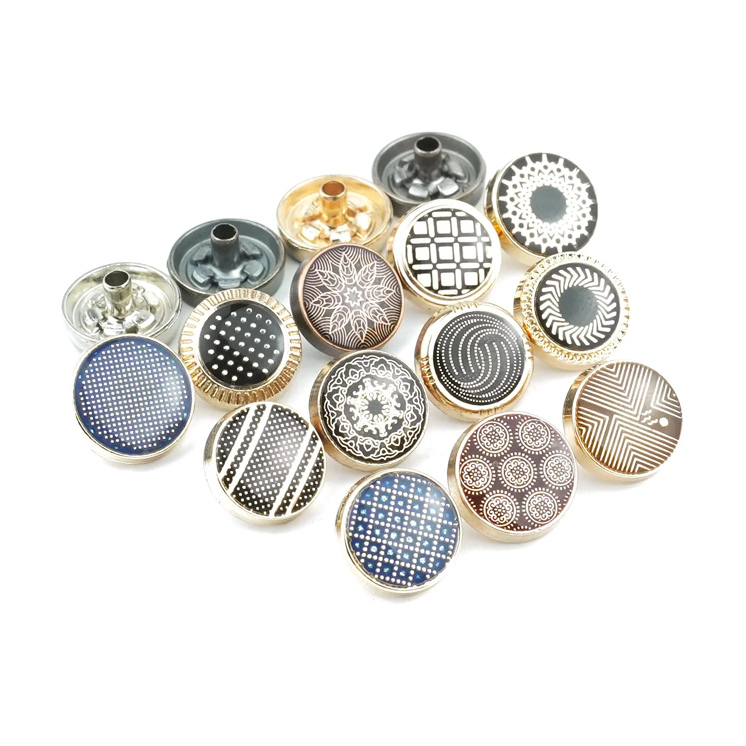 Jinyi Button Manufacturer OEM ODM 12mm Round Thobe Zinc Alloy Press Button Logo Brand Custom Metal Snap Button for Garments