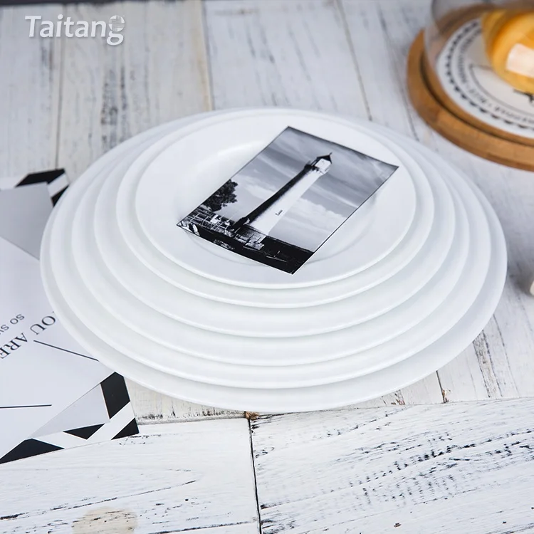Hotel Restaurant Ceramic Dining Plate Set Porcelain White Catering Plates