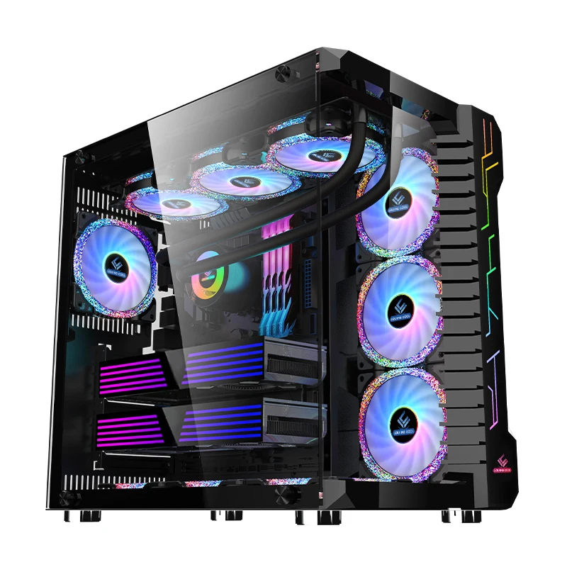Новый Модный популярный настольный корпус для игрового компьютера ATX с 10 RGB охлаждающими вентиляторами