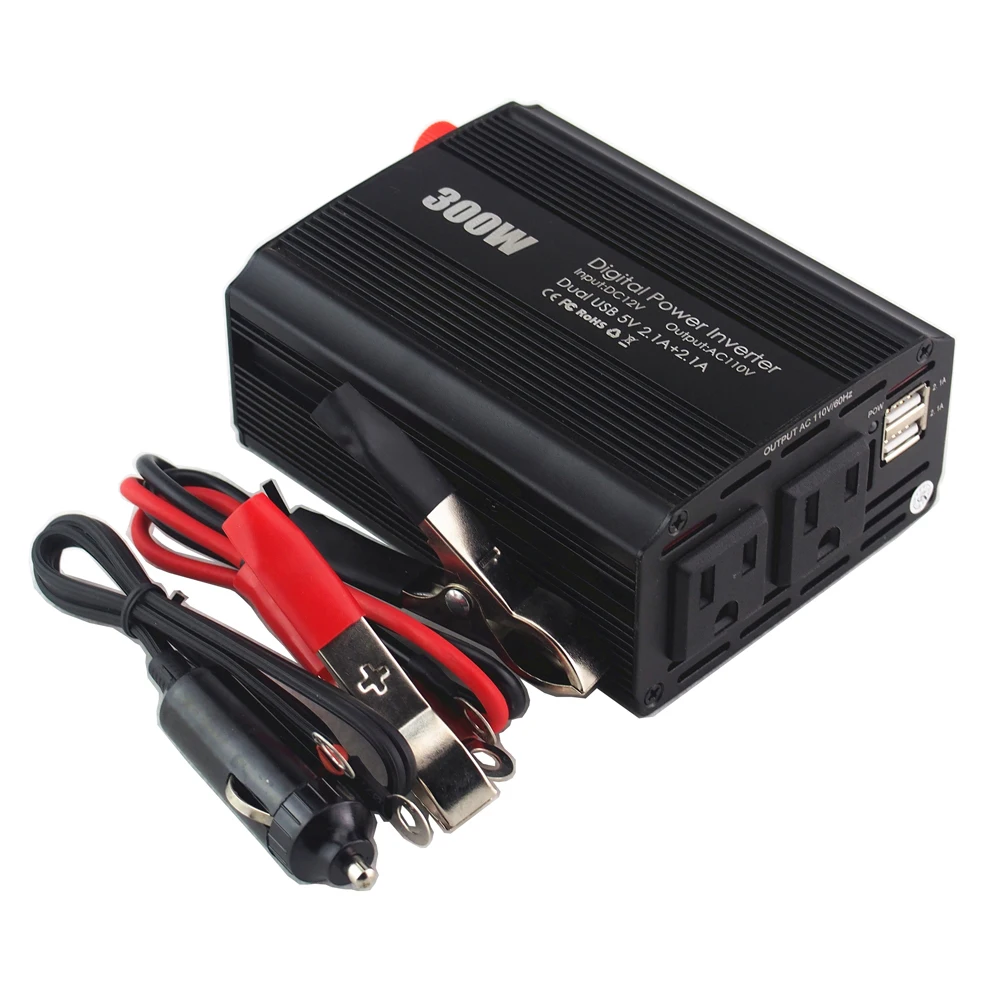 300 Watt DC to AC 12v 220v power converter Modified Sine Wave With car adapter Outlet Emergency Power