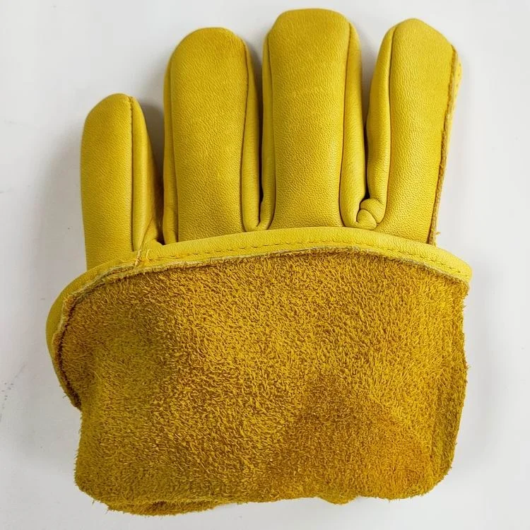 
YULAN LC611 Yellow cow Leather Work Gloves, with Wrist Closure, palm support 