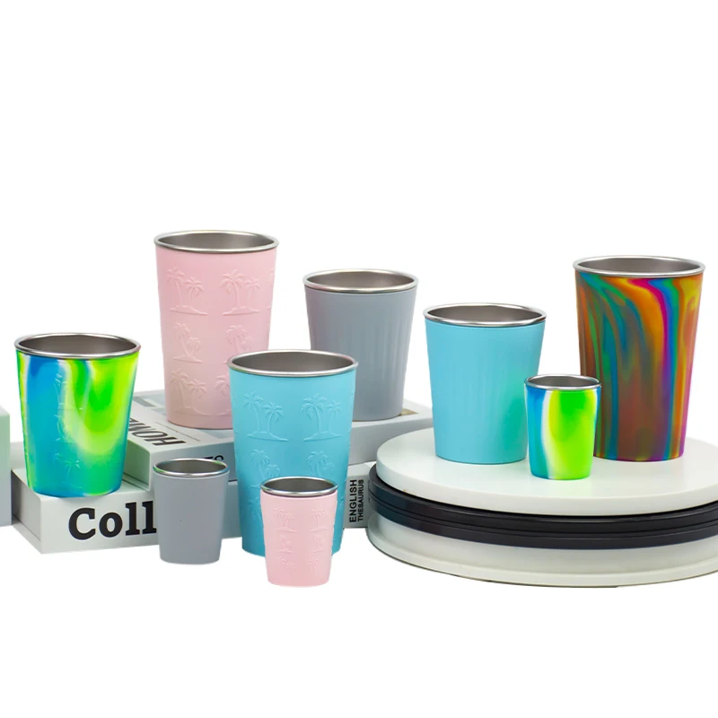 Unbreakable & Reusable 16-Ounce Silicone Drinking Cups with Steel inside for Indoor and outdoor