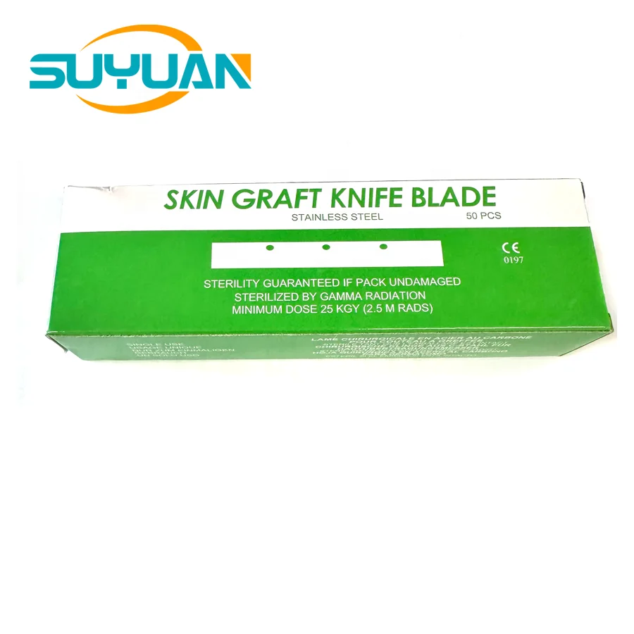 Sterilized Stainless/Carbon Steel Dermatome Blade Skin Grafting Blade 38*8*0.25mm Scalpel Blade