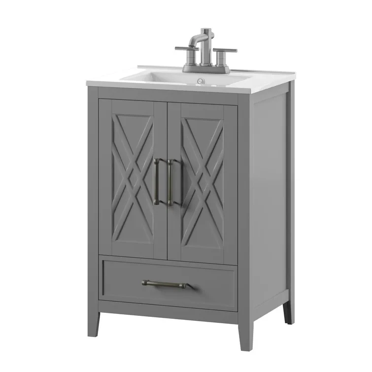 High quality  bathroom vanity sets single sink cabinet vanity top with basin dark gray