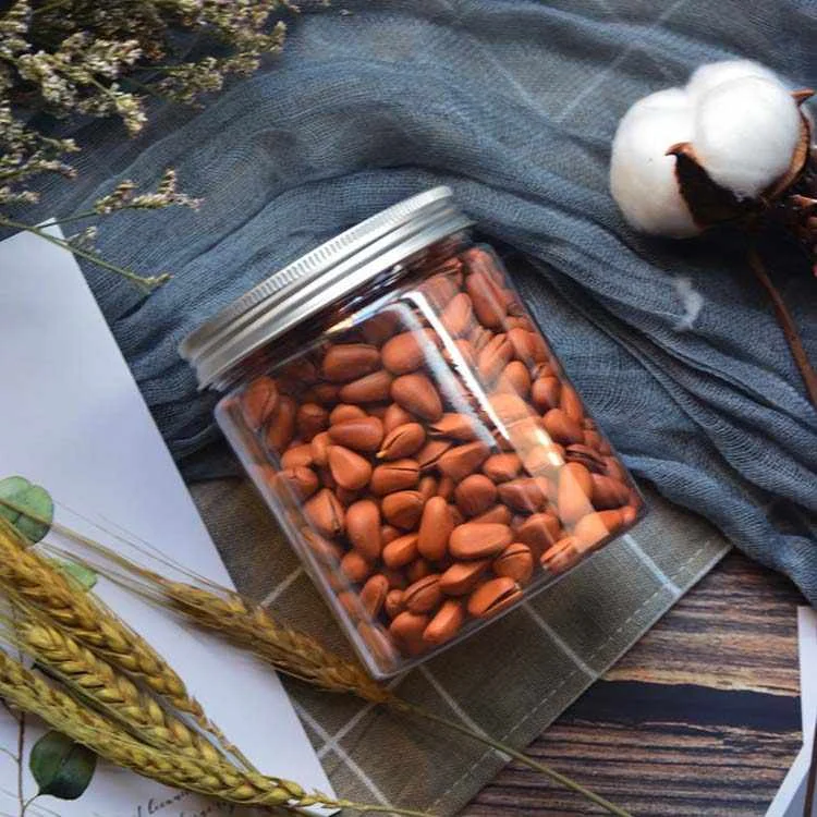 Food Container 100ml 150ml 200ml 250ml 300ml 400ml 450ml 500ml 800ml 10000ml Clear Pet Plastic Candy Jar With Aluminum Cap