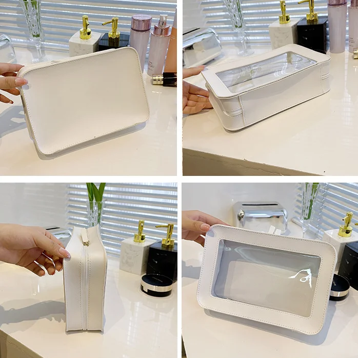 Custom Wholesale PVC PU Leather Personalized Zipper Makeup Organizer Bag Cosmetic Bag Toiletry Pouch for Women
