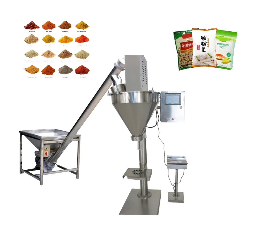 Manual spiral auger counting dry chilli powder pepper powder packing machine