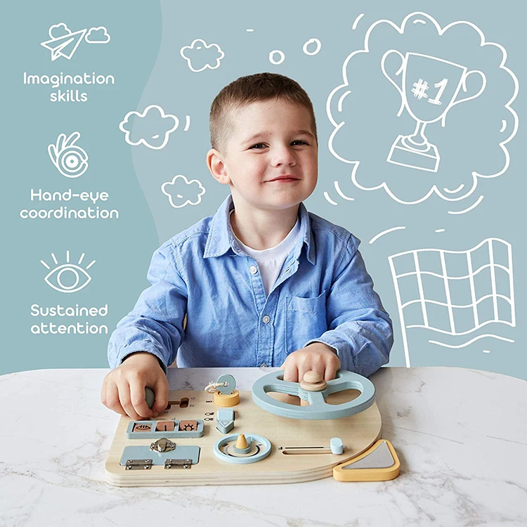free sample big washable montessori wooden wall toys busy board tablero montessori 3d baby for toddlers