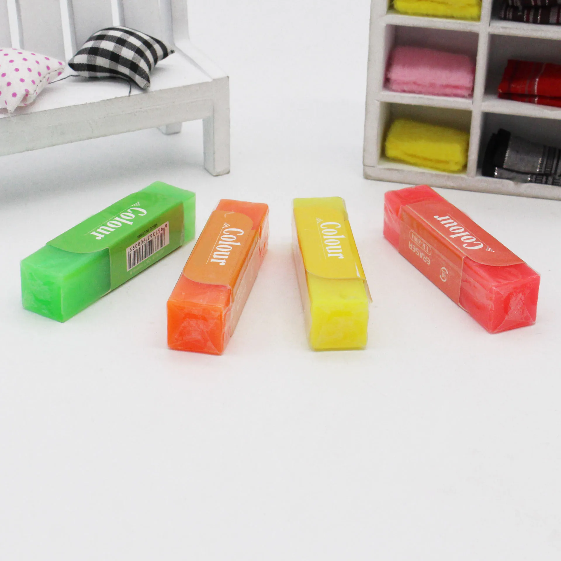 Hot Sale Customized Cute Square TPR Eraser Colourful School Office Pencil Rubber Promotional Stationery