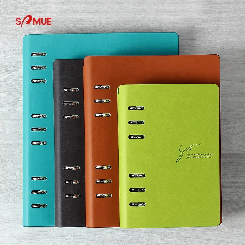 Promotion loose leaf pu leather journal diary personalized cheap notebook