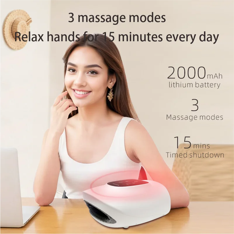 Wireless Hand Massager Machine with Heat Electric Hand Massager for Arthritis Air Compression  Hand Massager