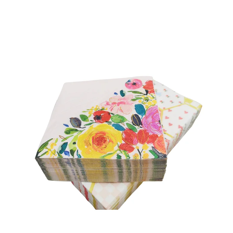 Wood pulp 33*33cm 3ply odm colored napkin paper customized color printing paper napkins & serviettes