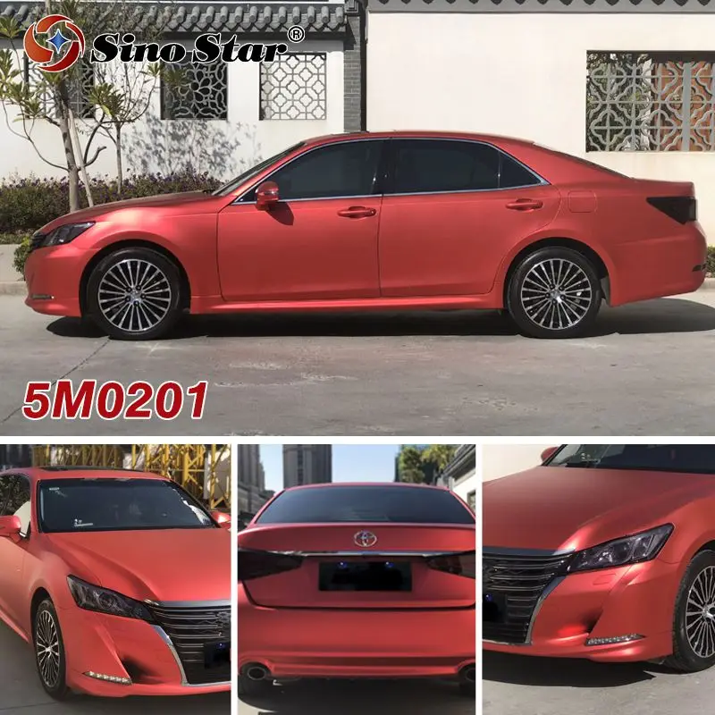 Суперматовая хромированная цветная автомобильная пленка Sino Star S5M02 матовая красная виниловая наклейка