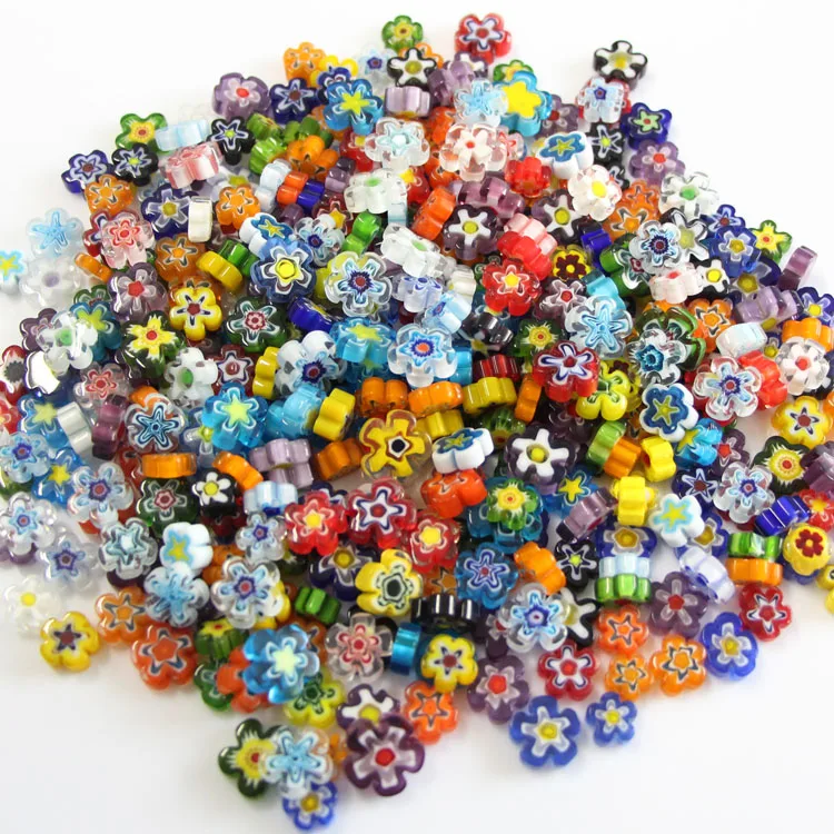 New arrival COE 90 flower shaped millefiori glass bead slices for mosaic