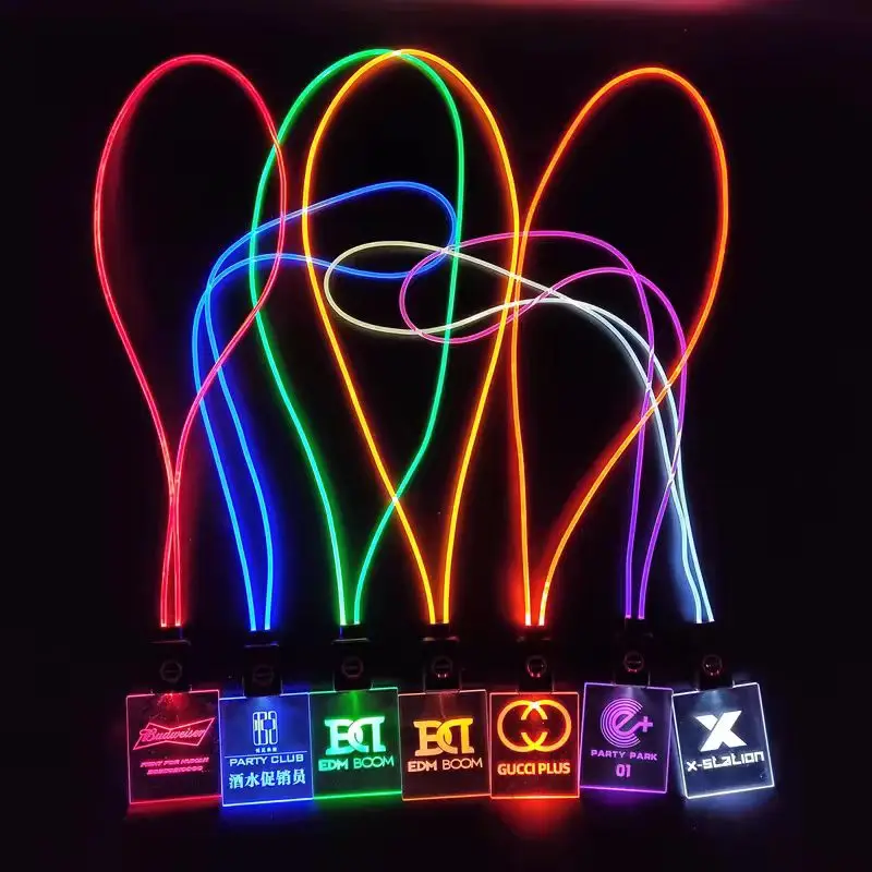 LED ID Card Acrylic Light Up Flashing Neck Lanyard 15 Colors LED Card With Custom Custom Logo
