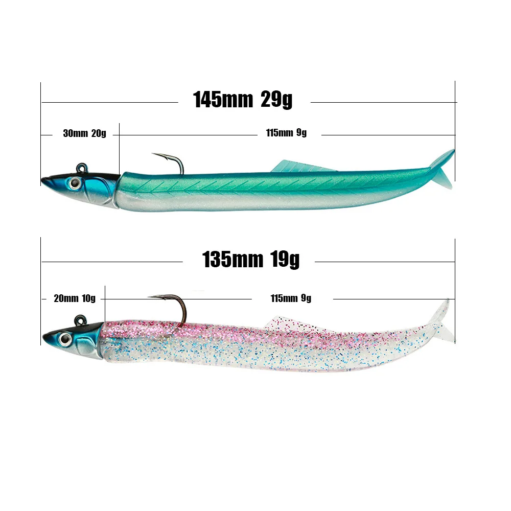 Simulated eel Fishing Silicone Bass Hooked Leurre De Pesca Black bass crazy Minnow  lead head Soft body Fishing Lure