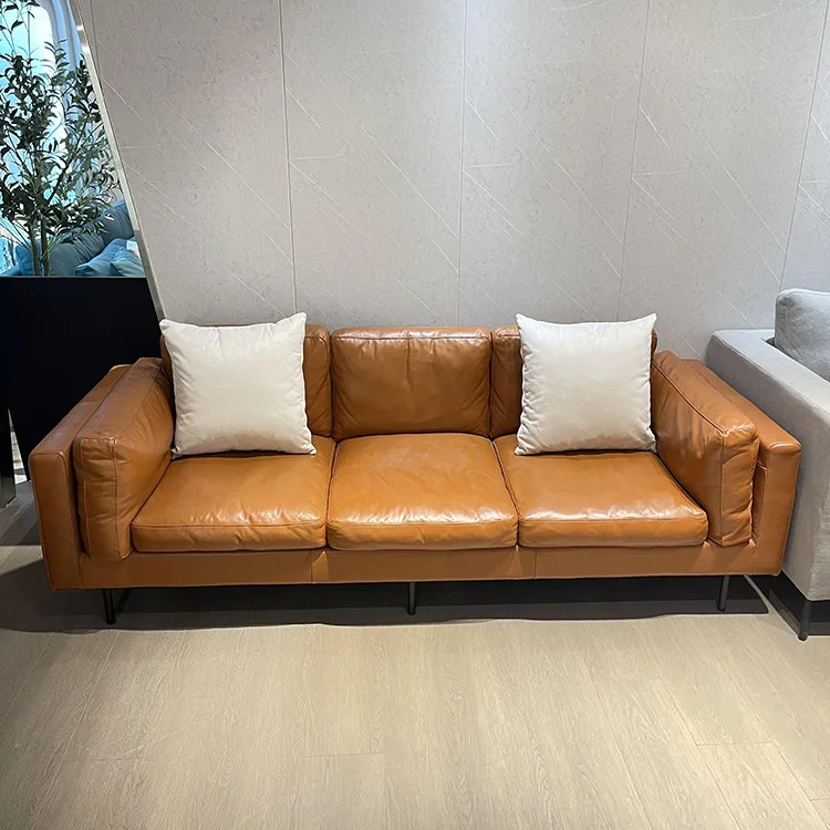 Luxury Solid Wood Frame Leisure Couches Living Room Comfortable Upholstered Sectional Leather Sofa