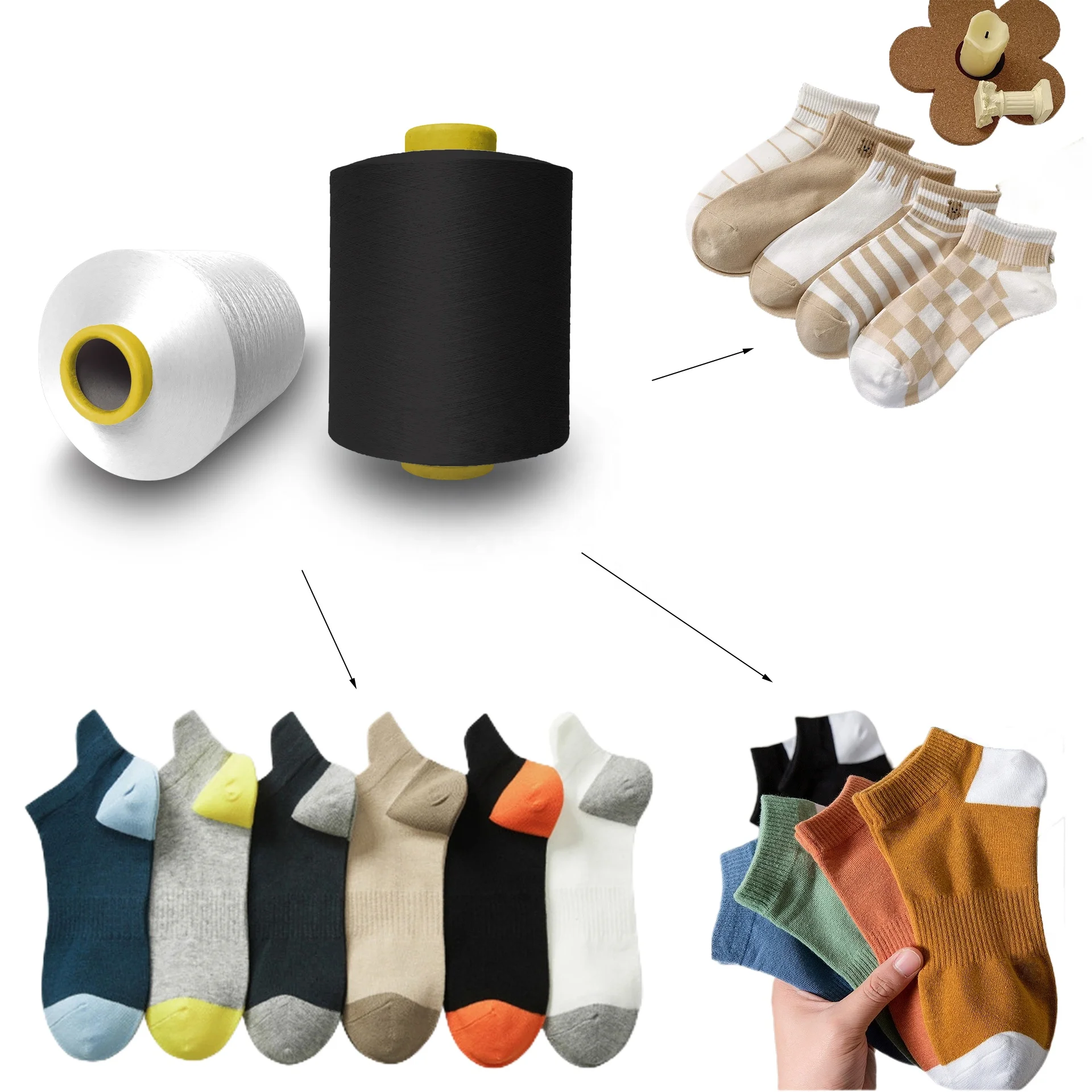 Nylon Stretch Yarn Spandex Yarn S Z Twist Air Covered Yarn Multiple Specifications 20/30 20/40 20/50 20/70 20/75