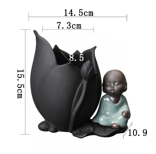 Pothos and Pilea Peperomioides Hydroponic Purple Clay Flower Vase Desktop Succulent Lucky Bamboo Zen Style Ceramic Potted Plant