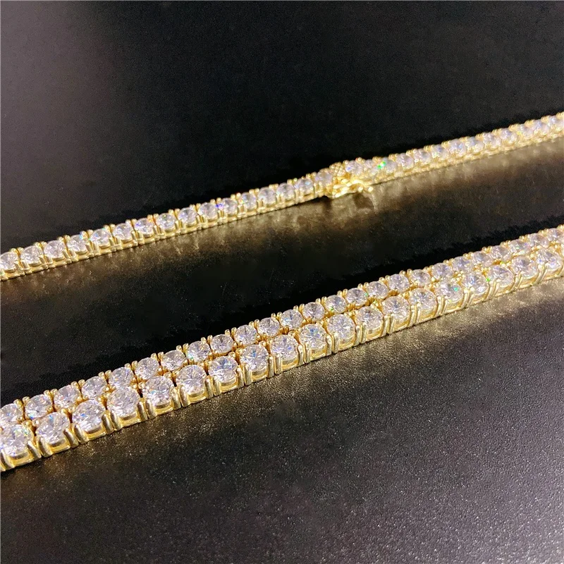Индивидуальные личные роскошные Твердые 14k золотые ювелирные изделия VVS белый цвет свободные Moissanite алмазные теннисные цепи для