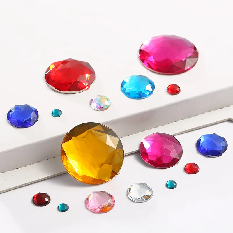 Bling flat back round acrylic gemstone for craft jewels