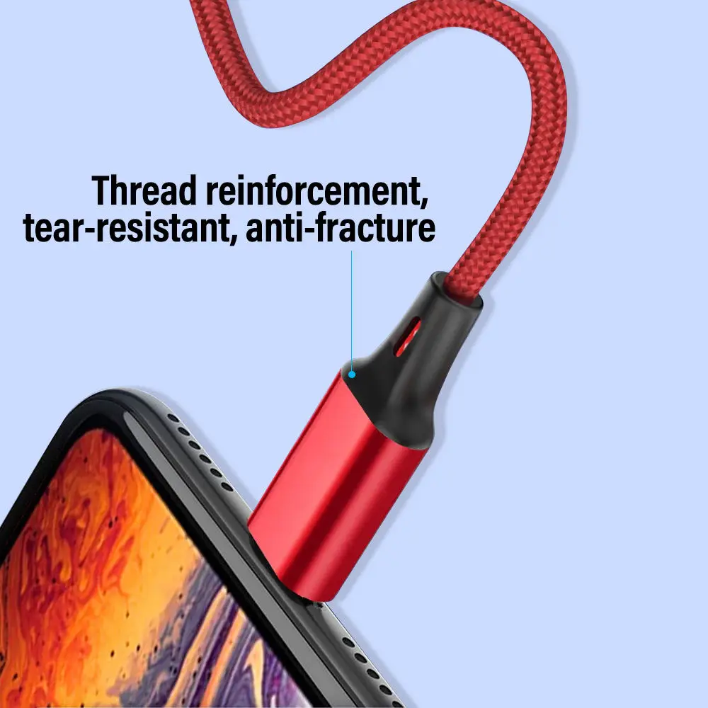 USB C Cord 2.4A Fast Charge, AINOPE  6.6ft Type C Charging Cable Right Angle, Durable Nylon Braided USB-A to USB-C Charge