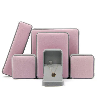 Wholesale Custom Logo Velvet Jewelry Box Luxury Earring Bracelet Necklace Ring Box Storage velvet jewelry box