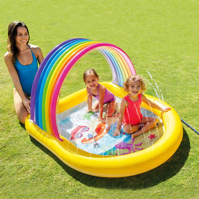 A0731 Intex 57156 plastic mini inflatable roof play center water park sports kids baby outdoor swimming pool with slides
