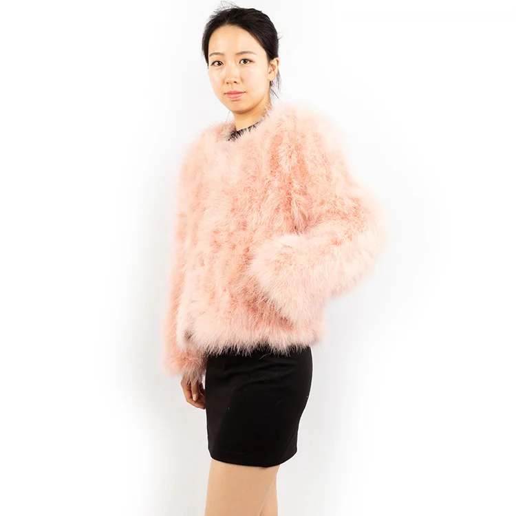 wholesale soft yellow fur coat fluffy women real ostrich feather coat