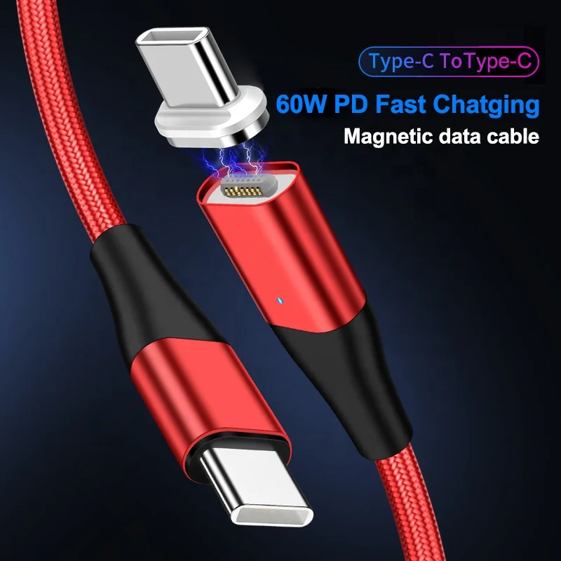  PD 60W быстрая зарядка USB-C Type C к зарядный кабель для Huawei Магнитный передачи
