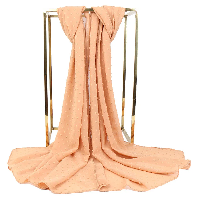 2020 pom pom bubble chiffon hijab scarf women long shawl wrap muslim headscarf maxi islamic long scarves GYW110
